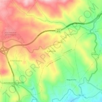 Mappa topografica Gradíssimo, altitudine, rilievo