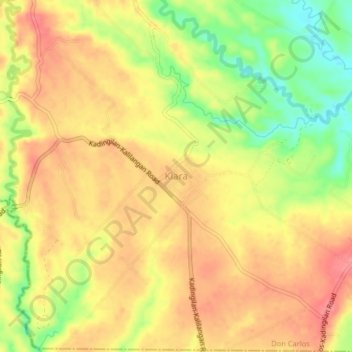 Mappa topografica Kiara, altitudine, rilievo