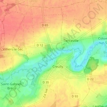 Mappa topografica Creullet, altitudine, rilievo