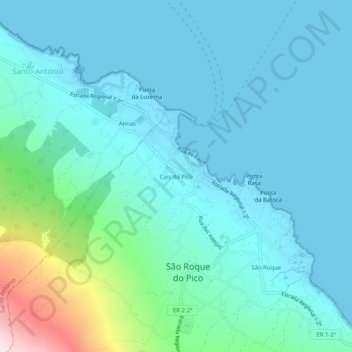 Mappa topografica Cais do Pico, altitudine, rilievo
