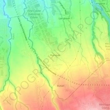 Mappa topografica Humayao, altitudine, rilievo