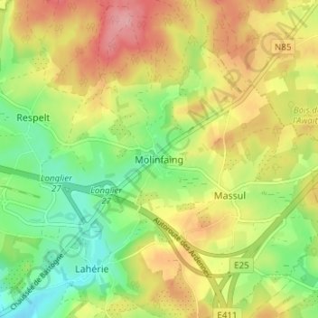 Mappa topografica Molinfaing, altitudine, rilievo