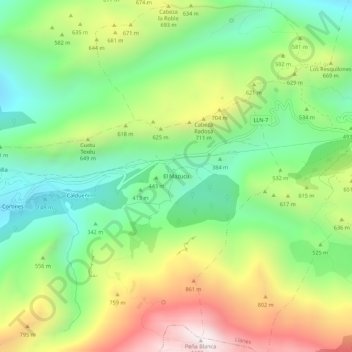 Mappa topografica El Mazuco, altitudine, rilievo