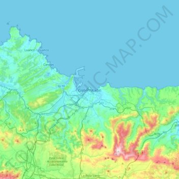 Mappa topografica Gijon, altitudine, rilievo
