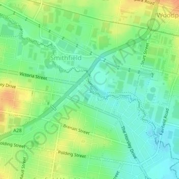 Mappa topografica Kiola Street Reserve, altitudine, rilievo
