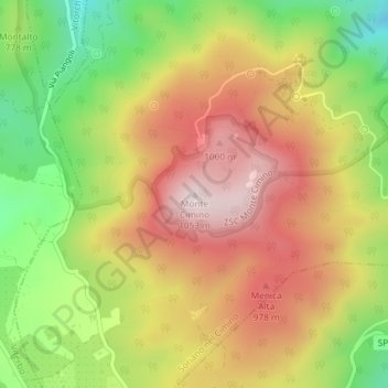 Mappa topografica Monte Cimino, altitudine, rilievo