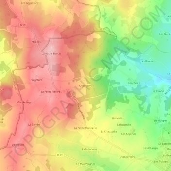 Mappa topografica Chez Mana, altitudine, rilievo