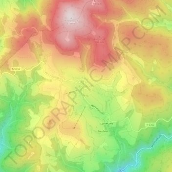 Mappa topografica Gersbach, altitudine, rilievo