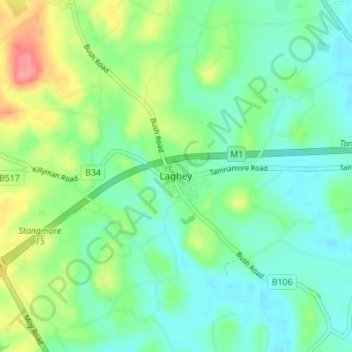Mappa topografica Laghey, altitudine, rilievo