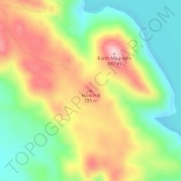 Mappa topografica Funk Hill, altitudine, rilievo