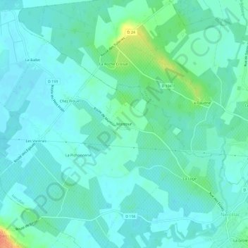Mappa topografica Montour, altitudine, rilievo