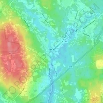 Mappa topografica Hope Valley, altitudine, rilievo