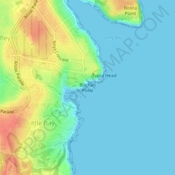 Mappa topografica Buchan Point, altitudine, rilievo