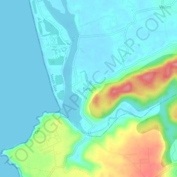 Mappa topografica Betul, altitudine, rilievo
