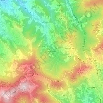 Mappa topografica Tetti Goffi, altitudine, rilievo