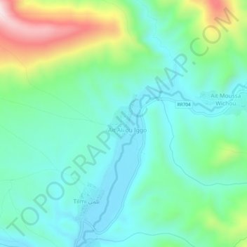 Mappa topografica Aït Ali Wikkou, altitudine, rilievo