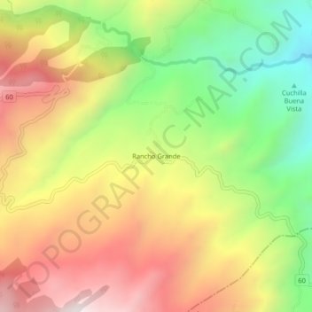 Mappa topografica Rancho Grande, altitudine, rilievo