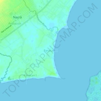 Mappa topografica Panacan II, altitudine, rilievo