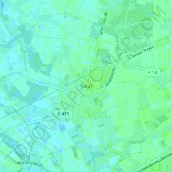 Mappa topografica Vorst, altitudine, rilievo