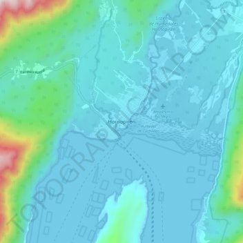Mappa topografica Hornopirén, altitudine, rilievo