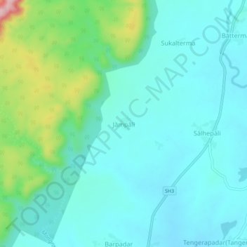 Mappa topografica Jampali, altitudine, rilievo