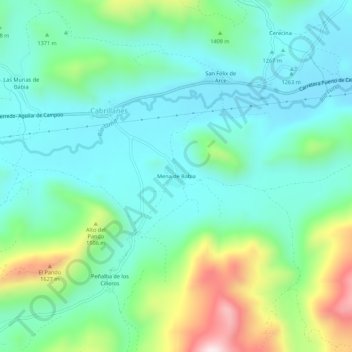 Mappa topografica Mena de Babia, altitudine, rilievo