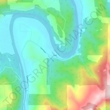 Mappa topografica Tyee, altitudine, rilievo