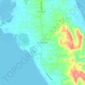Mappa topografica Santa Ana, altitudine, rilievo