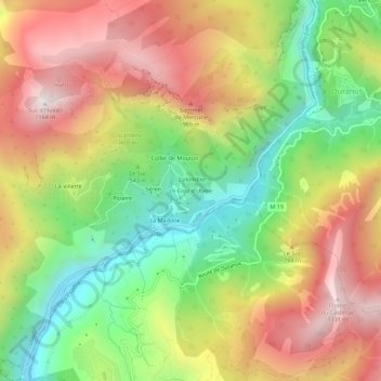 Mappa topografica Le Cros d'Utelle, altitudine, rilievo