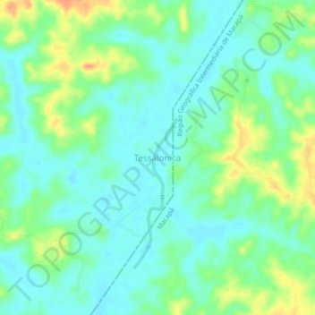 Mappa topografica Tessalonica, altitudine, rilievo