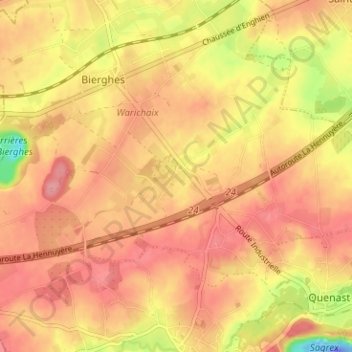 Mappa topografica Wisbecq, altitudine, rilievo