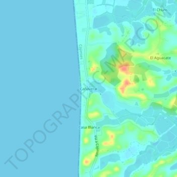Mappa topografica Cañaveral, altitudine, rilievo