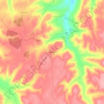 Mappa topografica Barrada, altitudine, rilievo