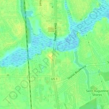 Mappa topografica Moultrie, altitudine, rilievo