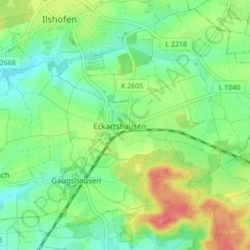 Mappa topografica Eckartshausen, altitudine, rilievo