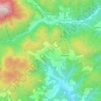 Mappa topografica Fiano, altitudine, rilievo