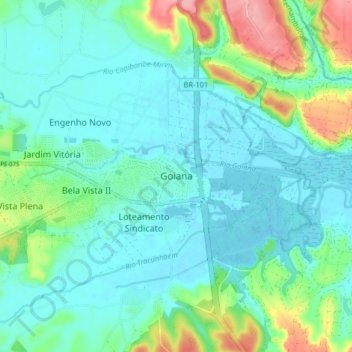 Mappa topografica Goiana, altitudine, rilievo