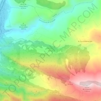 Mappa topografica la Clua, altitudine, rilievo