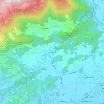 Mappa topografica San Michele, altitudine, rilievo