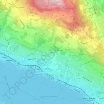 Mappa topografica Grüt, altitudine, rilievo