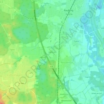 Mappa topografica Obermühl, altitudine, rilievo