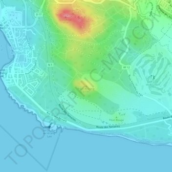 Mappa topografica Piton Reinette, altitudine, rilievo