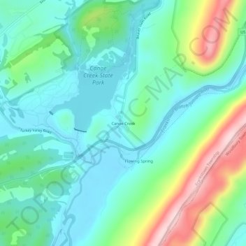 Mappa topografica Canoe Creek, altitudine, rilievo