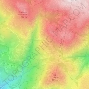 Mappa topografica Curral dos Cobernos, altitudine, rilievo