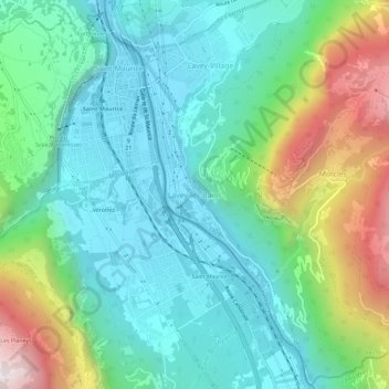 Mappa topografica Lavey-les-Bains, altitudine, rilievo