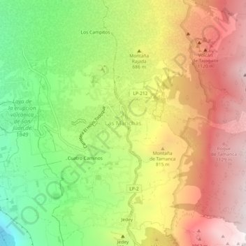 Mappa topografica Las Manchas, altitudine, rilievo