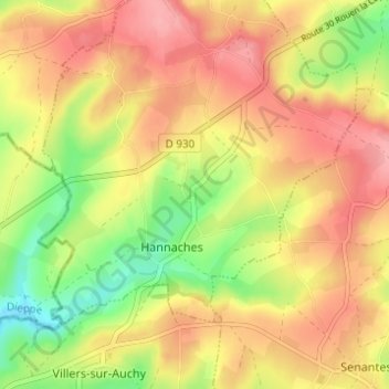 Mappa topografica Bazincourt, altitudine, rilievo
