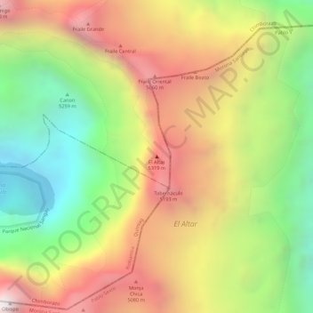 Mappa topografica El Altar, altitudine, rilievo