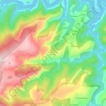 Mappa topografica A Armada do Cando, altitudine, rilievo