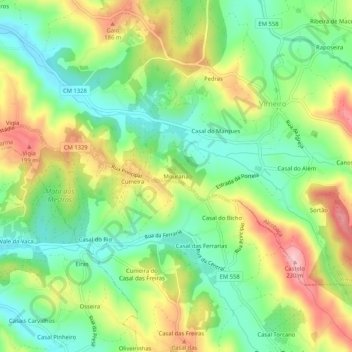 Mappa topografica Mouraria, altitudine, rilievo